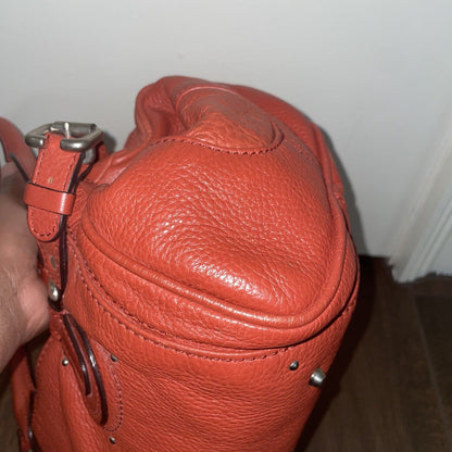 Chloe Paddington Hand Shoulder Bag Red Orange Leather Silver Hardware No Lock jO
