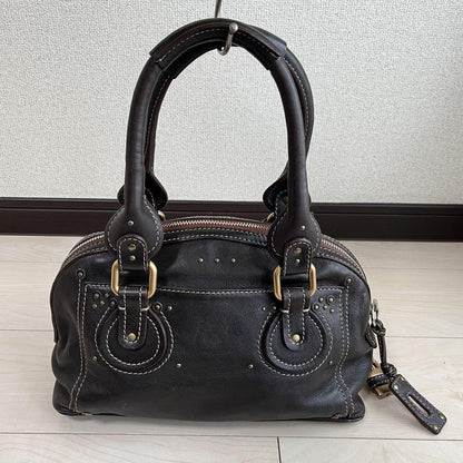 Chloe Paddington Handbag Mini Boston Brown Leather With Gold Padlock Used vZ