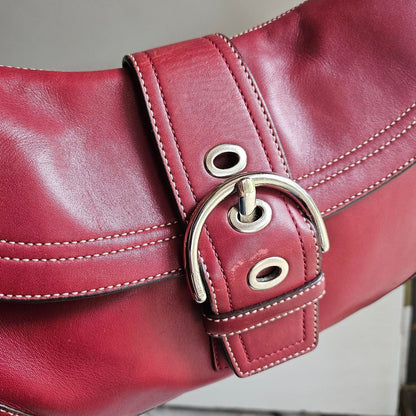 ❤️ Y2K Vintage Coach Dark Red Soho Buckle Flap Shoulder Purse ❤️ ig