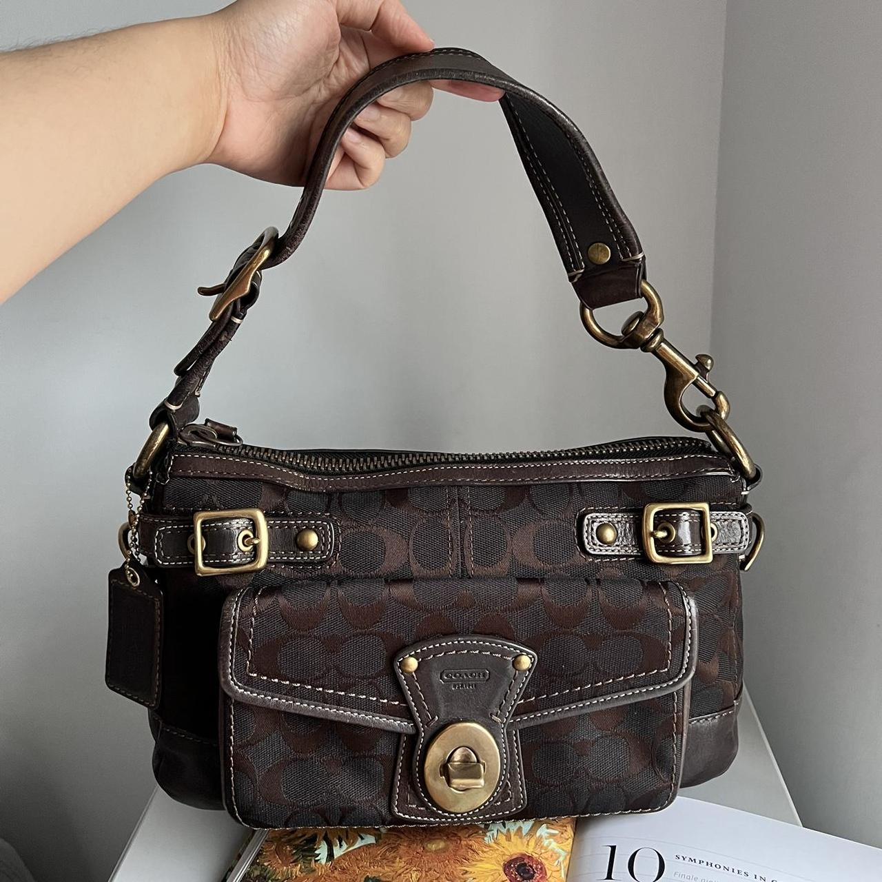 Coach Signature Legacy 65Th Anniversary Shoulder Bag Dark Brown Black Gold et