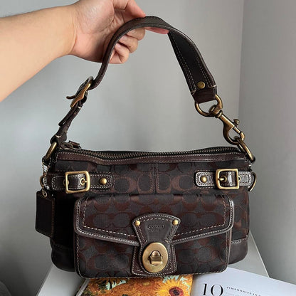 Coach Signature Legacy 65Th Anniversary Shoulder Bag Dark Brown Black Gold et