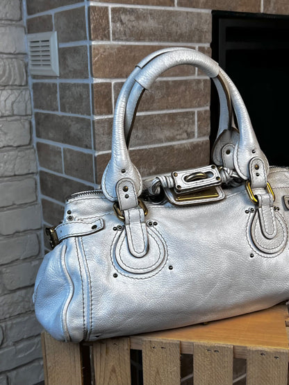 Chloe White Paddington Leather Bag In White Medium Ve